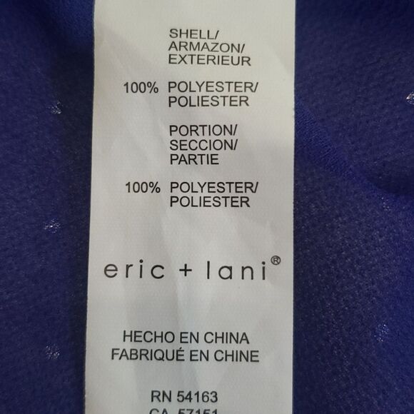 Nordstrom Eric & Lani Blouse Women's Large Sheer Blue Silver Metallic Polka Dot - Picture 6 of 7